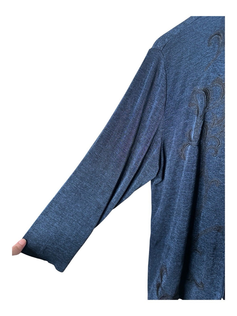 Chico’s Travelers Embroidered Cardigan Size 3 XL Dark Blue Black - Picture 2 of 6